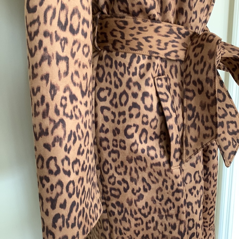 Chico’s Leopard faux suede light weight coat